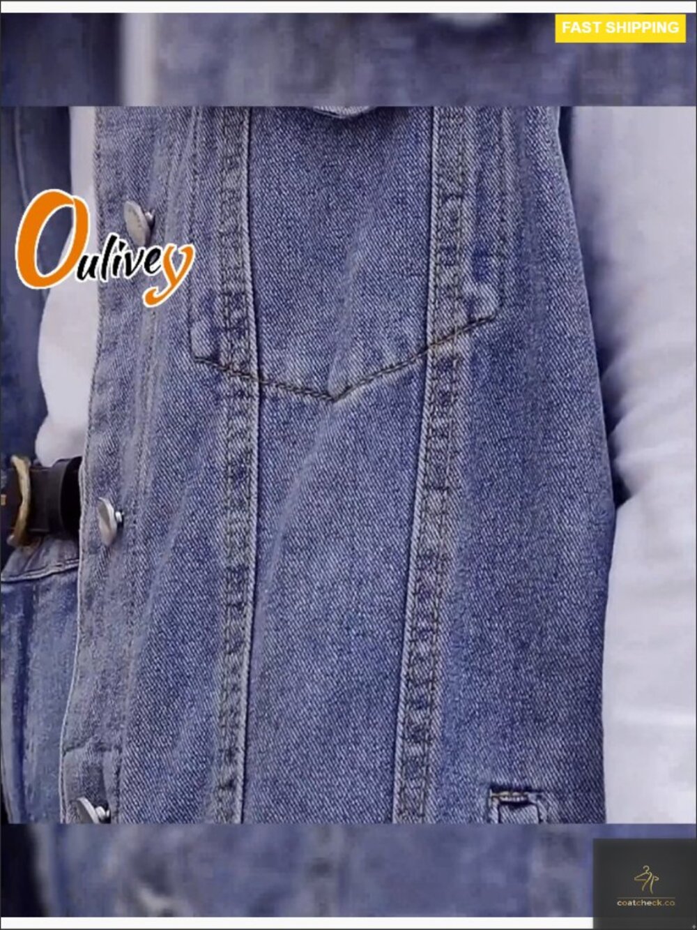 Oversized Mid Long Denim Vest Button Down Sleeveless Jean Waistcoat Classic - Picture 6 of 7
